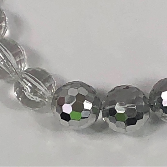 Cookie Lee Faceted Silver & Clear Short Necklace - Picture 3 of 6